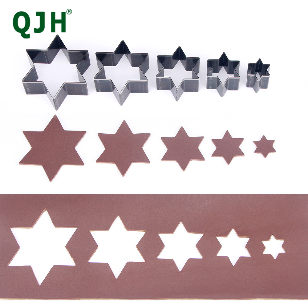 Leatherwork Projects - Qjh แม่พิมพ์ตัดหนังหกเหลี่ยม5ชิ้นงานเจาะรูทำมือแม่พิมพ์มีดโลหะหน้ากาก DIY เครื่องประดับจี้สำหรับวันแม่ของขวัญ