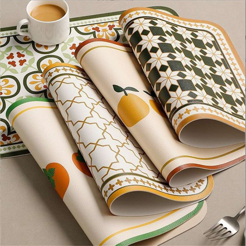 Leatherwork Desk - PU Retro หนัง Placemat น้ํามันกันน้ํา Simple