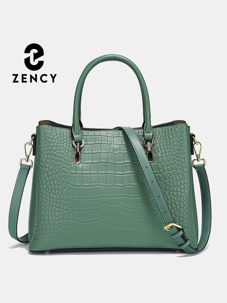 Leather Work Handbag - กระเป๋าถือหนังแท้สำหรับผู้หญิง Zency สีเขียว ความจุขนาดใหญ่ กระเป๋าสะพายไหล่สุดหรู กระเป๋าถือแบบสะพายข้างสำหรับสุภาพสตรี