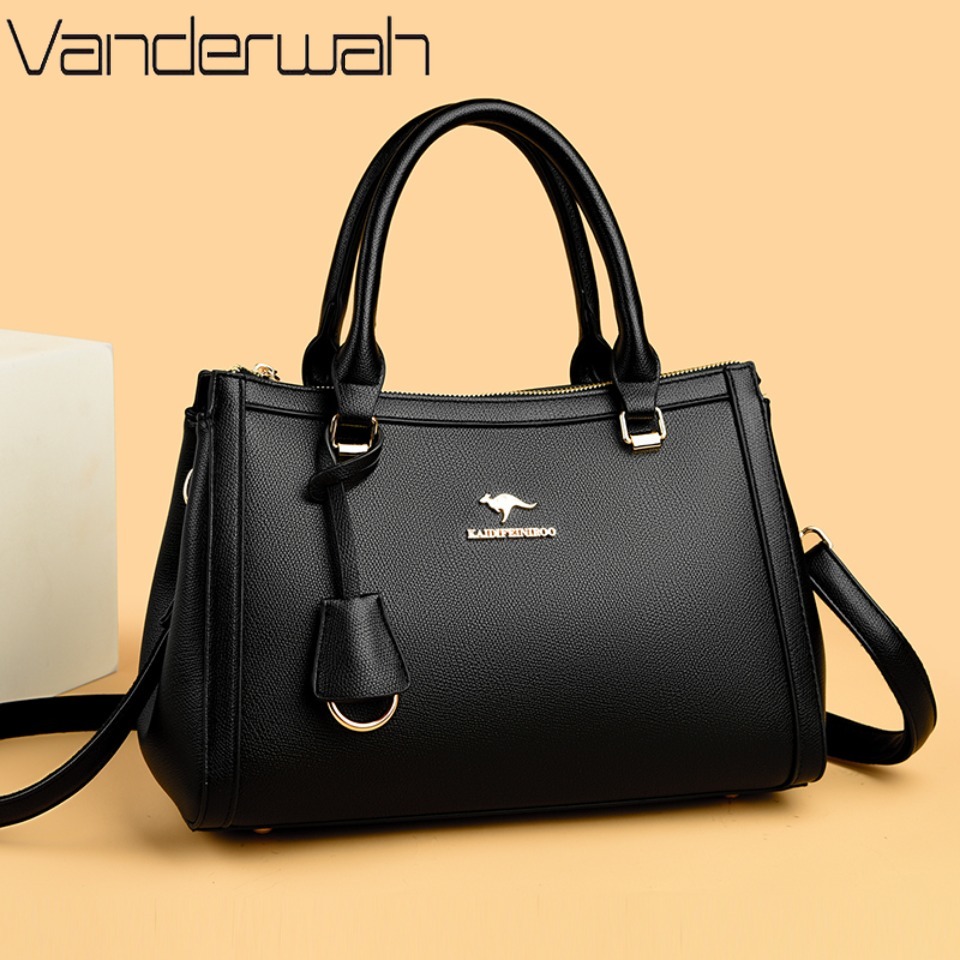 Leather Work Handbag - กระเป๋าถือสะพายไหล่หนัง PU นุ่มยี่ห้อ Kangaroo สำหรับผู้หญิง กระเป๋าถือขนาดเล็กสำหรับคุณแม่
