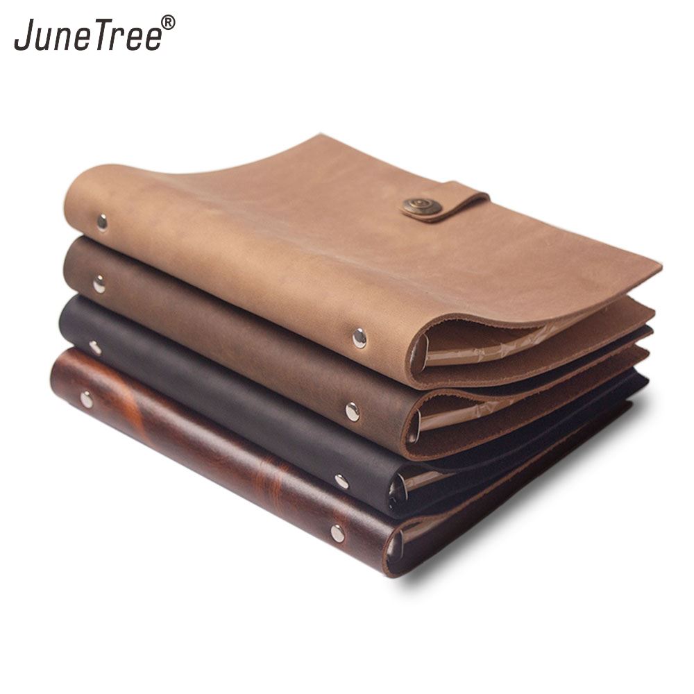 Leather Work Notepad - สมุดบันทึกวินเทจขนาด A5 สมุดบันทึกหนังแท้ สมุดวางแผนส่วนตัว สีเทา สีดำ