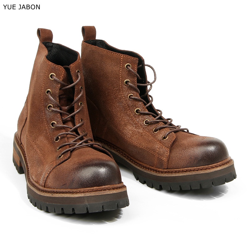 Vintage Leatherwork - รองเท้าบูทข้อเท้าผู้ชาย หนังแท้ คุณภาพสูง สไตล์วินเทจ ทำมือ รองเท้าทำงานกลางแจ้ง