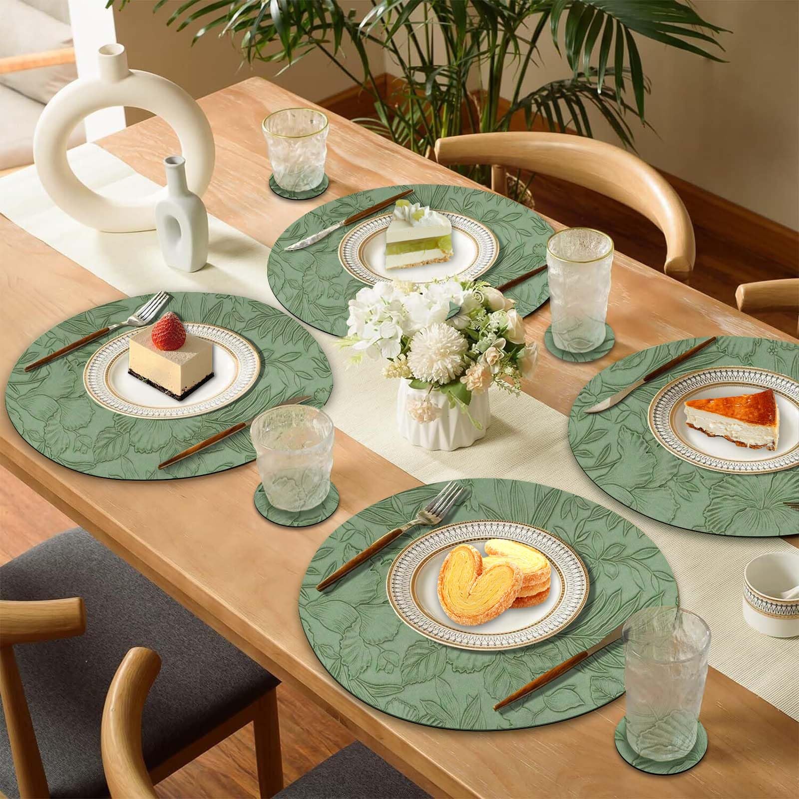 Leatherwork Desk - Placemats ชุด 4,รอบดอกไม้หนัง Place Mats 36