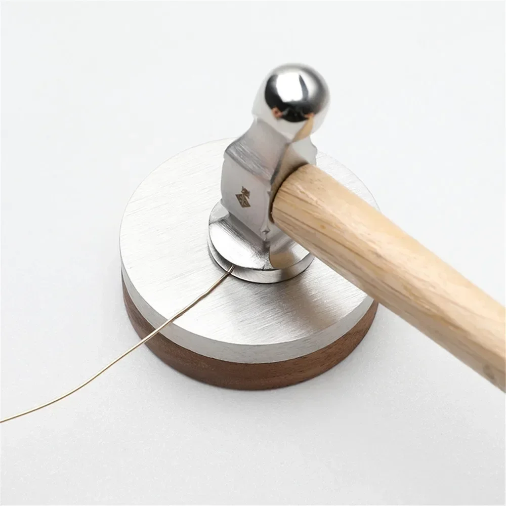 Leatherwork Hammer - สแตนเลสสตีลรอบหัวค้อนมินิไม้มืออาชีพเครื่องมือคุณภาพสูง Goldwork เครื่องประดับหนังทองค้อนเครื่องมือ