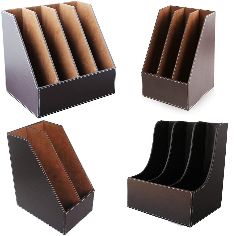 Leather Work Notepad - XRHYY 2/3/4 สล็อต Simple Houseware หนังเดสก์ท็อปแนวตั้งแฟ้มโฟลเดอร์