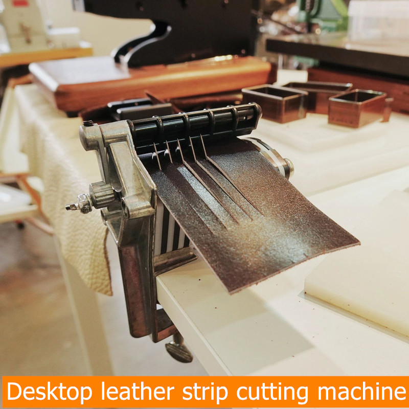 Leatherworking Equipment - เครื่องตัดแถบหนังเดสก์ท็อป DIY ใช้สําหรับการตัดสายรัดด้วยตนเองเช่นสายรัดเอวพู่ลูกไม้ ฯลฯ มีใบมีด 5
