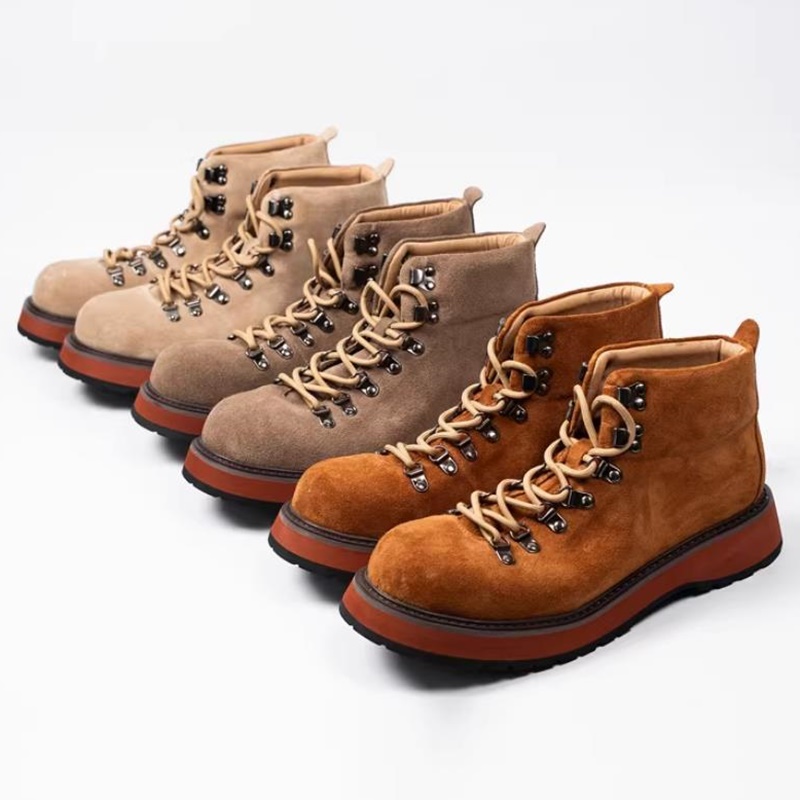 Vintage Leatherwork - รองเท้าบูทข้อเท้าหนังแท้พื้นหนาสไตล์ญี่ปุ่นสำหรับผู้ชาย รองเท้าบูททำงานสำหรับฤดูใบไม้ร่วง รองเท้าหุ้มข้อสูงสไตล์วินเทจ รองเท้าบูทเดสเซิร์ต
