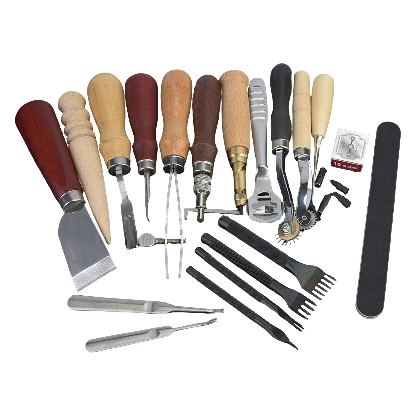 Leatherwork Projects - ชุดเครื่องมือหนัง 19 ชิ้น ชุดงานฝีมือหนังสำหรับเย็บ ตัด เจาะ
