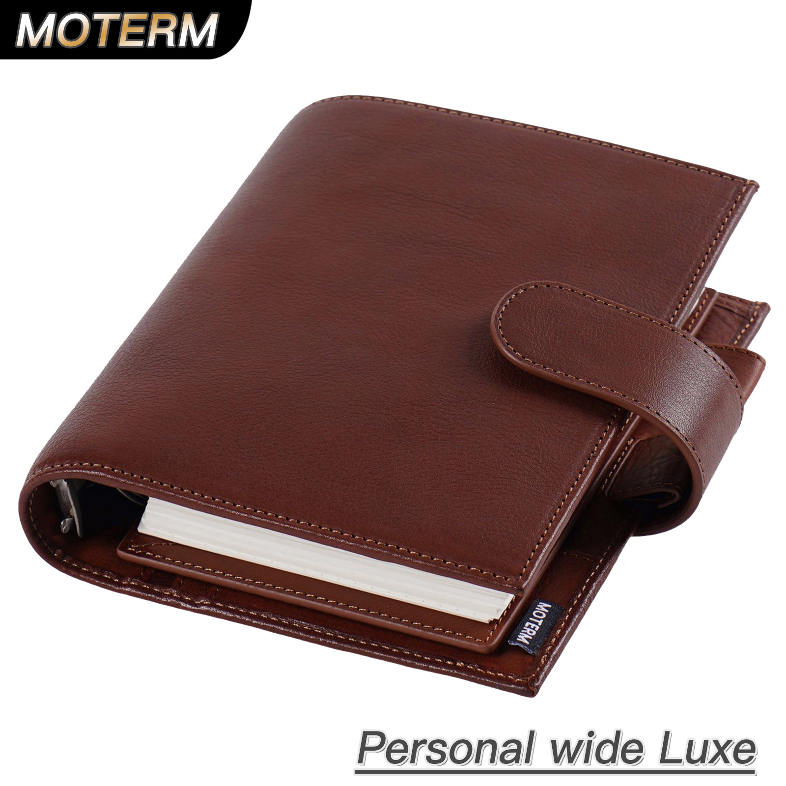 Leather Work Notepad - Moterm ผักเต็มกระป๋องหนังส่วนบุคคลขนาดกว้าง Luxe 2.0แหวน Planner Agenda