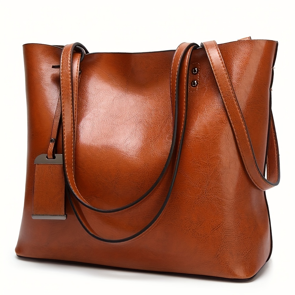 Leather Work Handbag - กระเป๋าหนังผู้หญิงย้อนยุคแฟชั่นคลาสสิกกระเป๋าถือสะพายเอกสารกระเป๋าทำงานกระเป๋าเดินทางกระเป๋าคอมพิวเตอร์พาร์ทิชัน