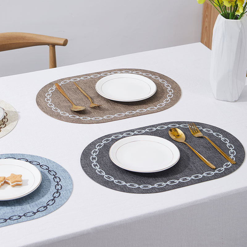 รูปไข่ตาราง Placemat หนัง Faux - Leatherwork Desk บทวิจารณ์และราคา