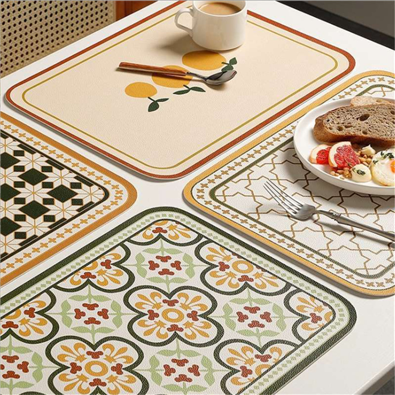 PU Retro หนัง Placemat น้ํามัน - Leatherwork Desk บทวิจารณ์และราคา