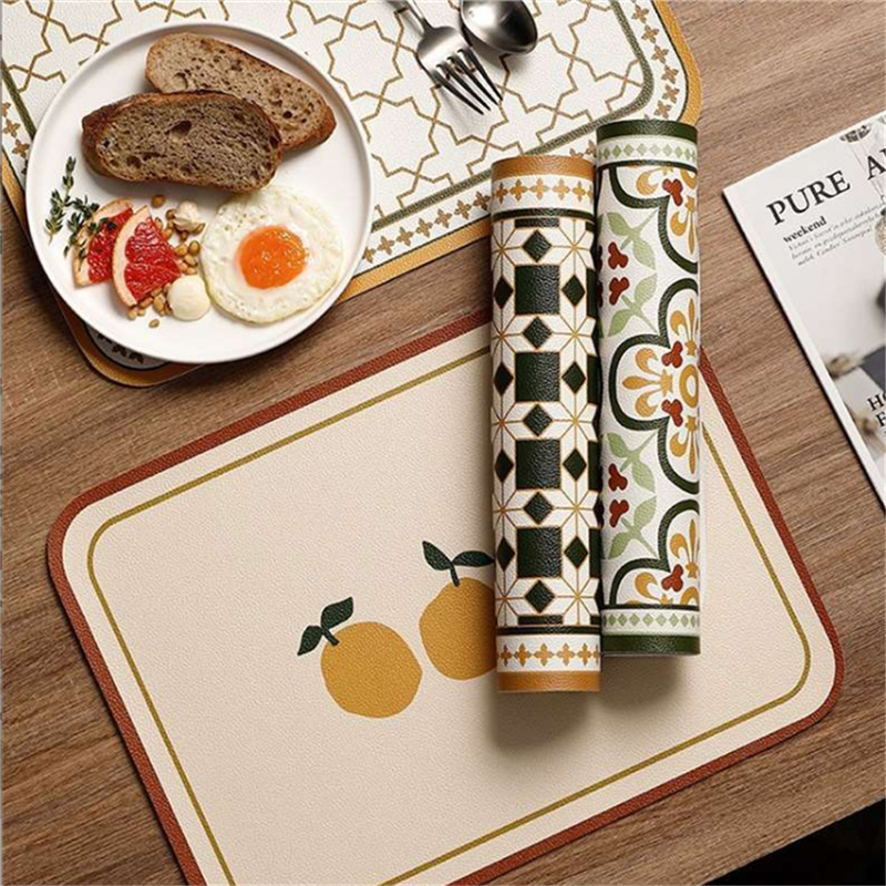 PU Retro หนัง Placemat น้ํามัน - Leatherwork Desk บทวิจารณ์และราคา