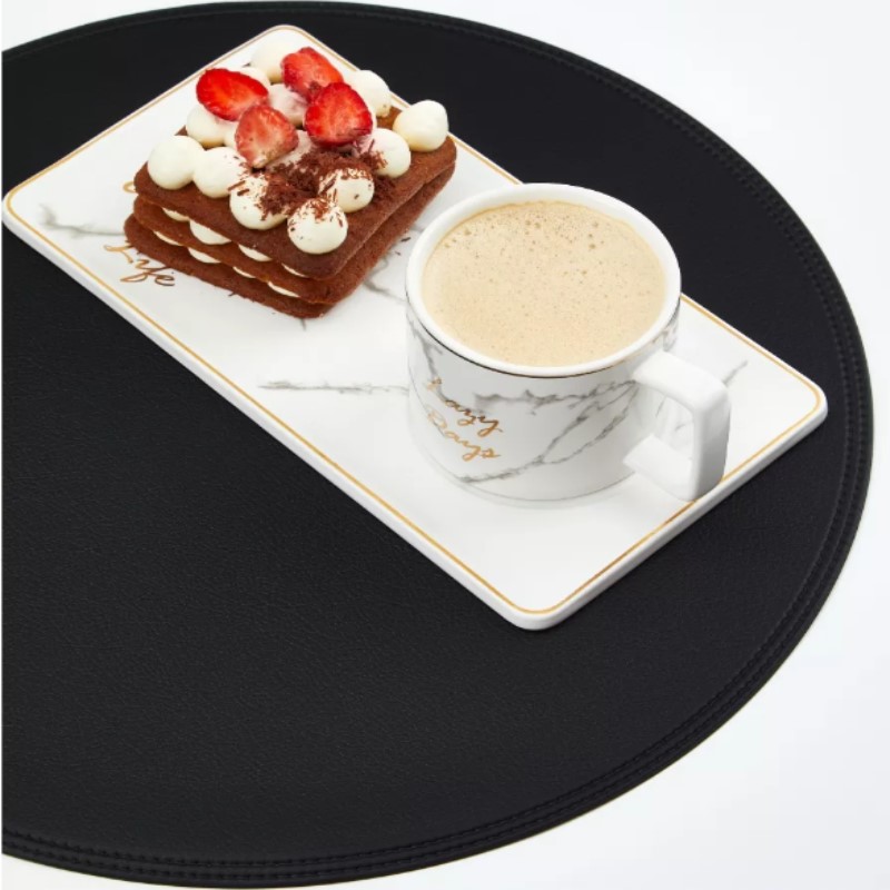 1/6/10PCS สีดํารอบ Placemats ต - Leatherwork Desk บทวิจารณ์และราคา