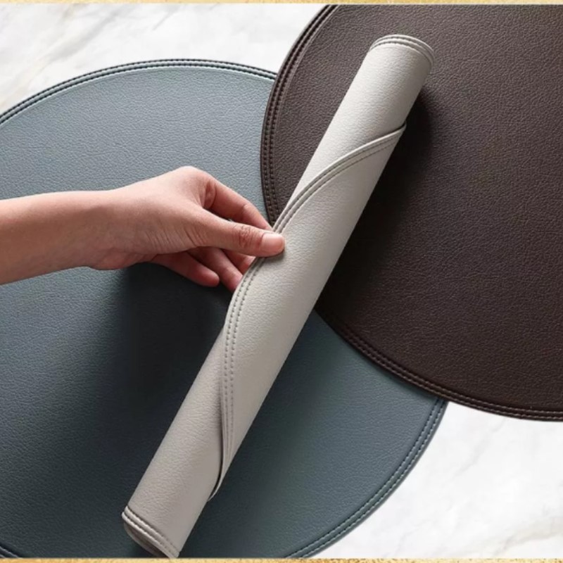1/6/10PCS สีดํารอบ Placemats ต - Leatherwork Desk บทวิจารณ์และราคา