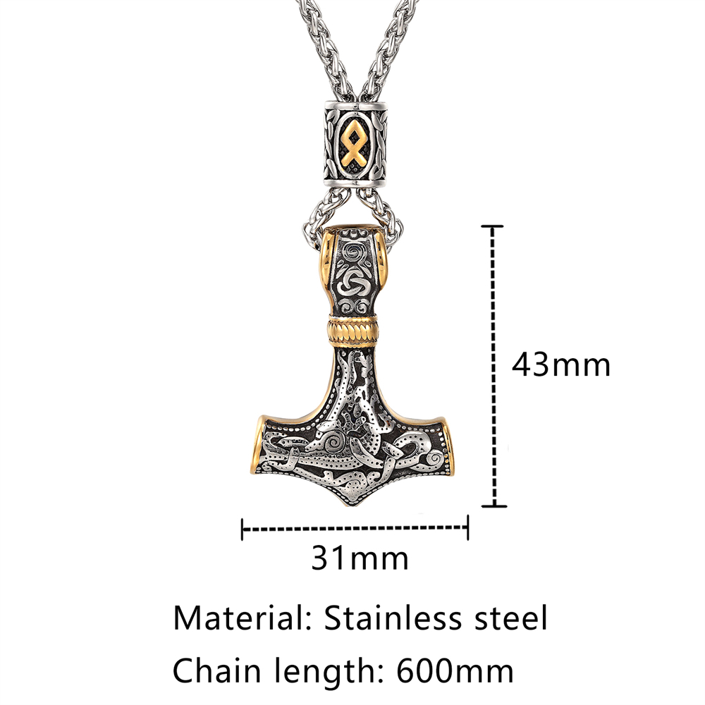 Gold Plated นอร์ส Runes ลูกปัด - Leatherwork Hammer บทวิจารณ์และราคา
