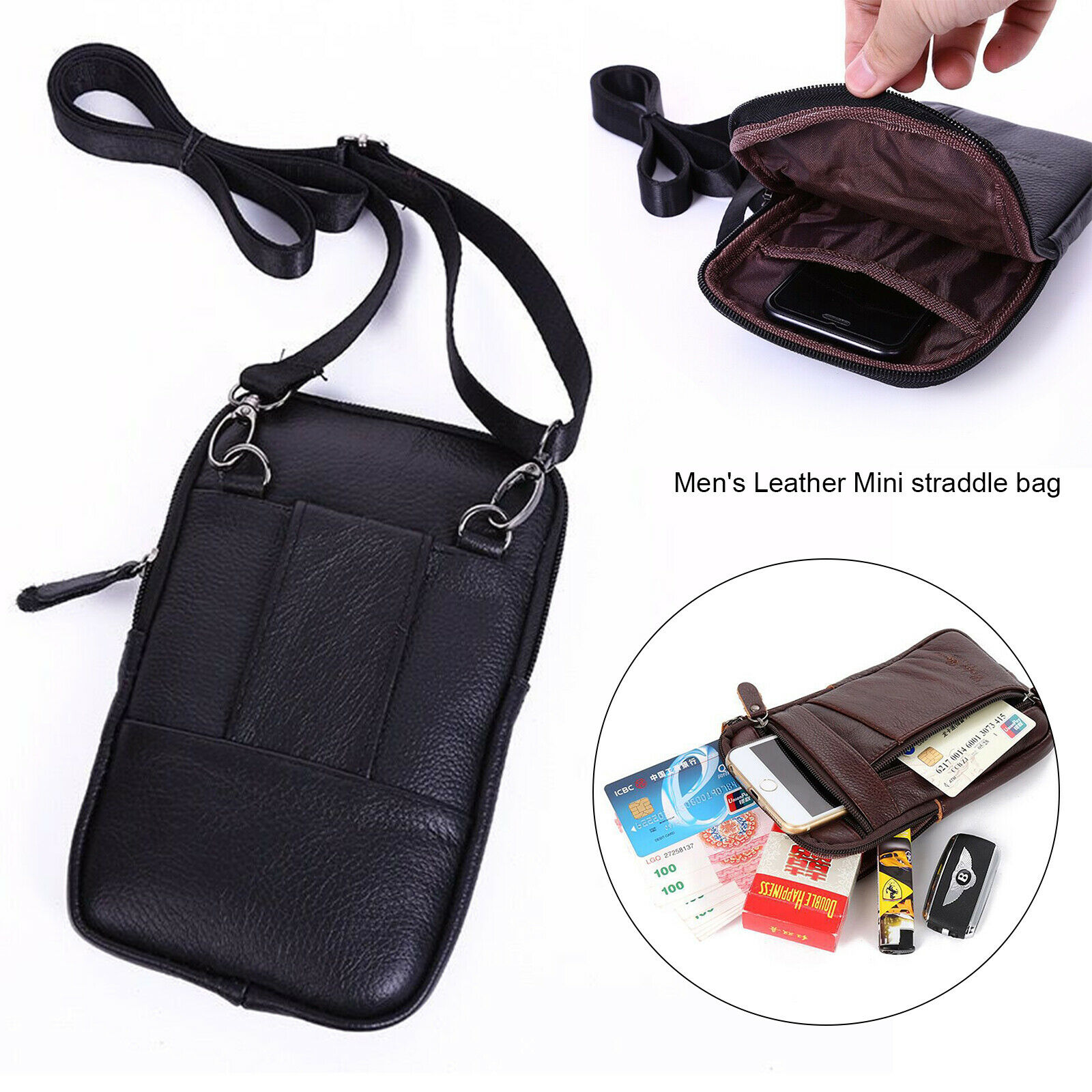 ผู้ชายกระเป๋าสะพายไหล่ Multi-F - Leatherwork Wallet บทวิจารณ์และราคา