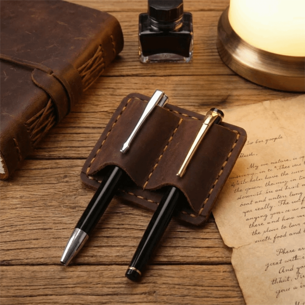 ที่ใส่ปากกาหนังวินเทจแบบคู่ ดี - Leather Work Notepad บทวิจารณ์และราคา