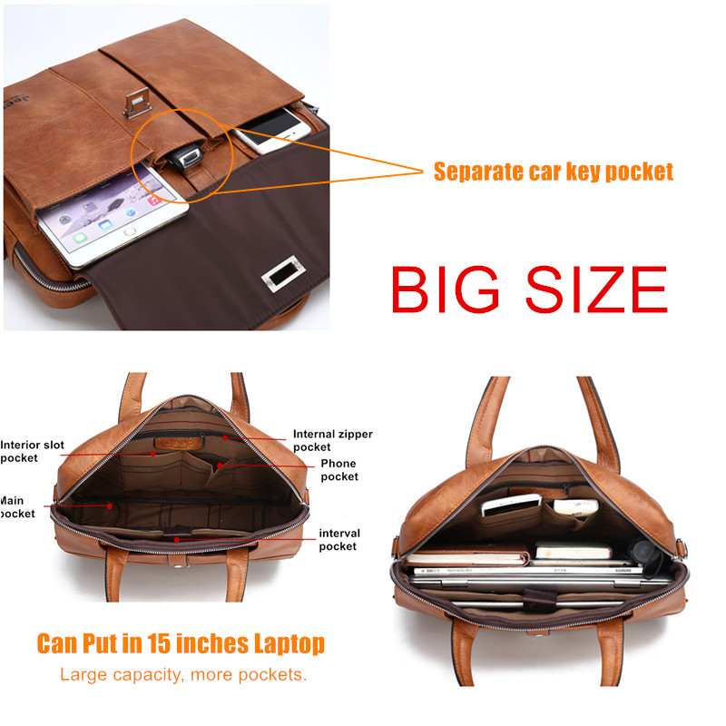 กระเป๋าเอกสารหนังสำหรับผู้ชาย  - Leather Work Handbag บทวิจารณ์และราคา