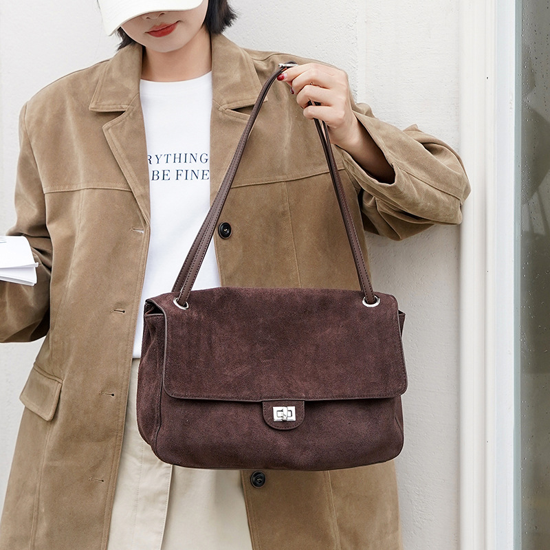 กระเป๋าหนังกลับแท้สะพายไหล่สำห - Leather Work Handbag บทวิจารณ์และราคา