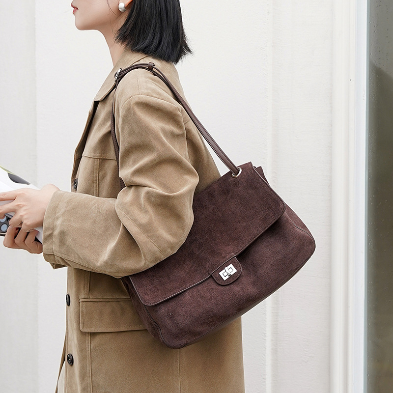 กระเป๋าหนังกลับแท้สะพายไหล่สำห - Leather Work Handbag บทวิจารณ์และราคา