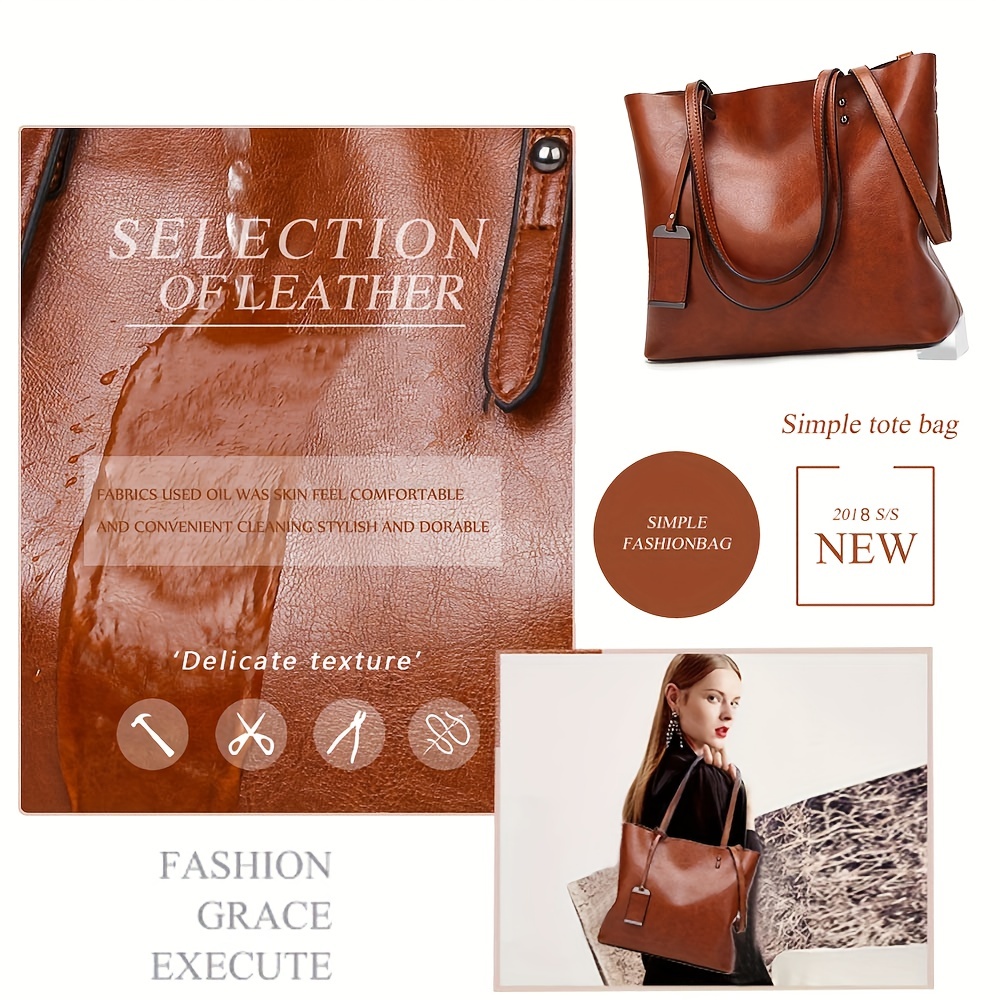 กระเป๋าหนังผู้หญิงย้อนยุคแฟชั่ - Leather Work Handbag บทวิจารณ์และราคา