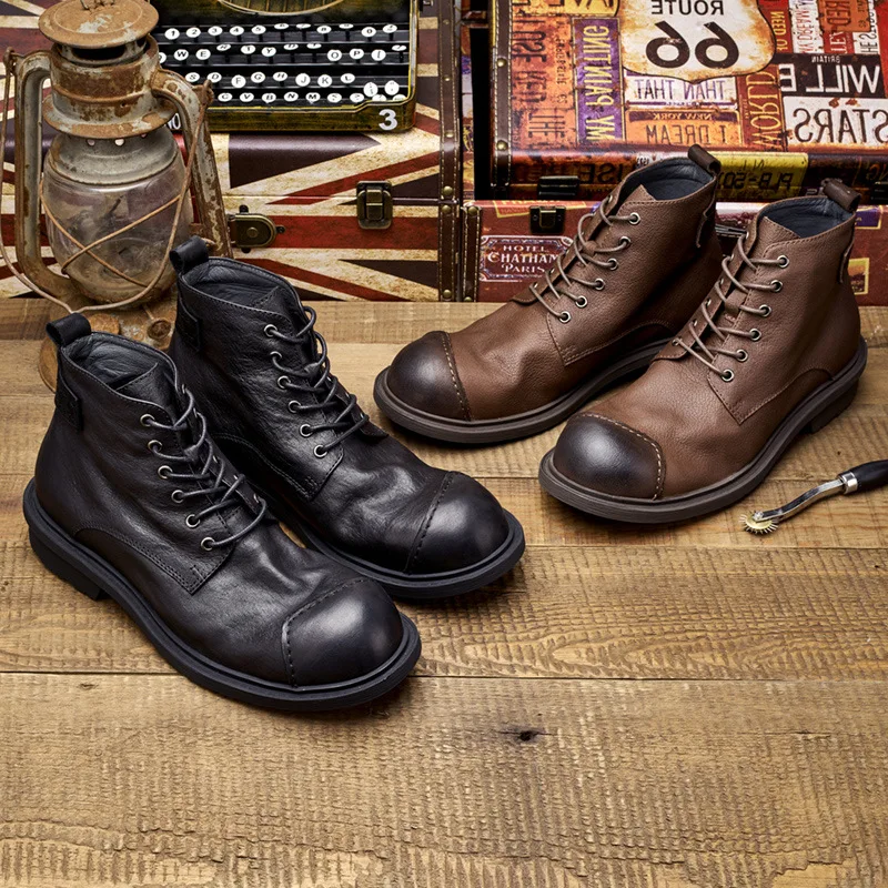 รองเท้าบูทผู้ชายสไตล์วินเทจ หน - Vintage Leatherwork บทวิจารณ์และราคา